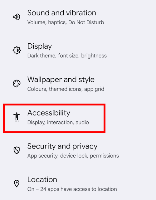 Tap Settings then Accessibility